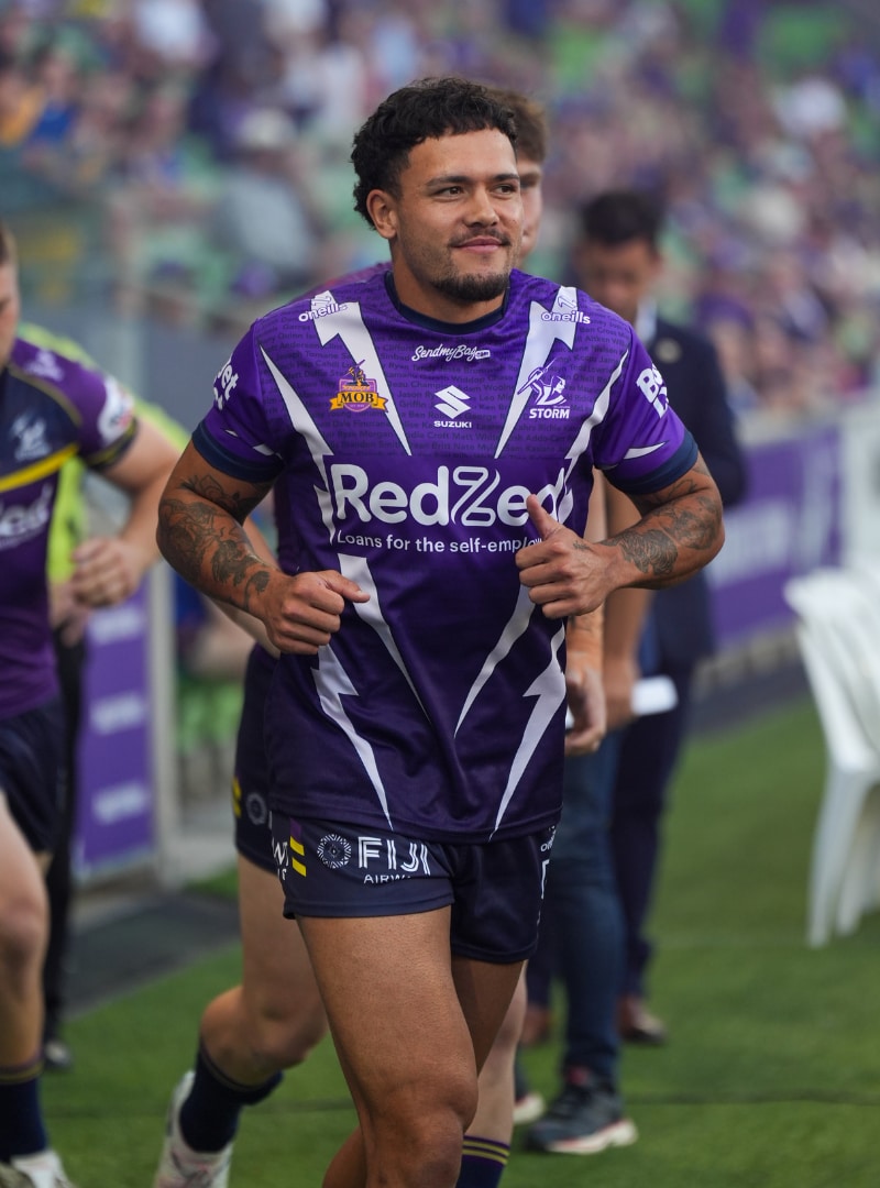 【海外Mサイズ】NRL メルボルン・ストーム トレーニングタンクトップ 2025 Melbourne Storm Training Vest - Blue | NRL | The Rugby Shop
